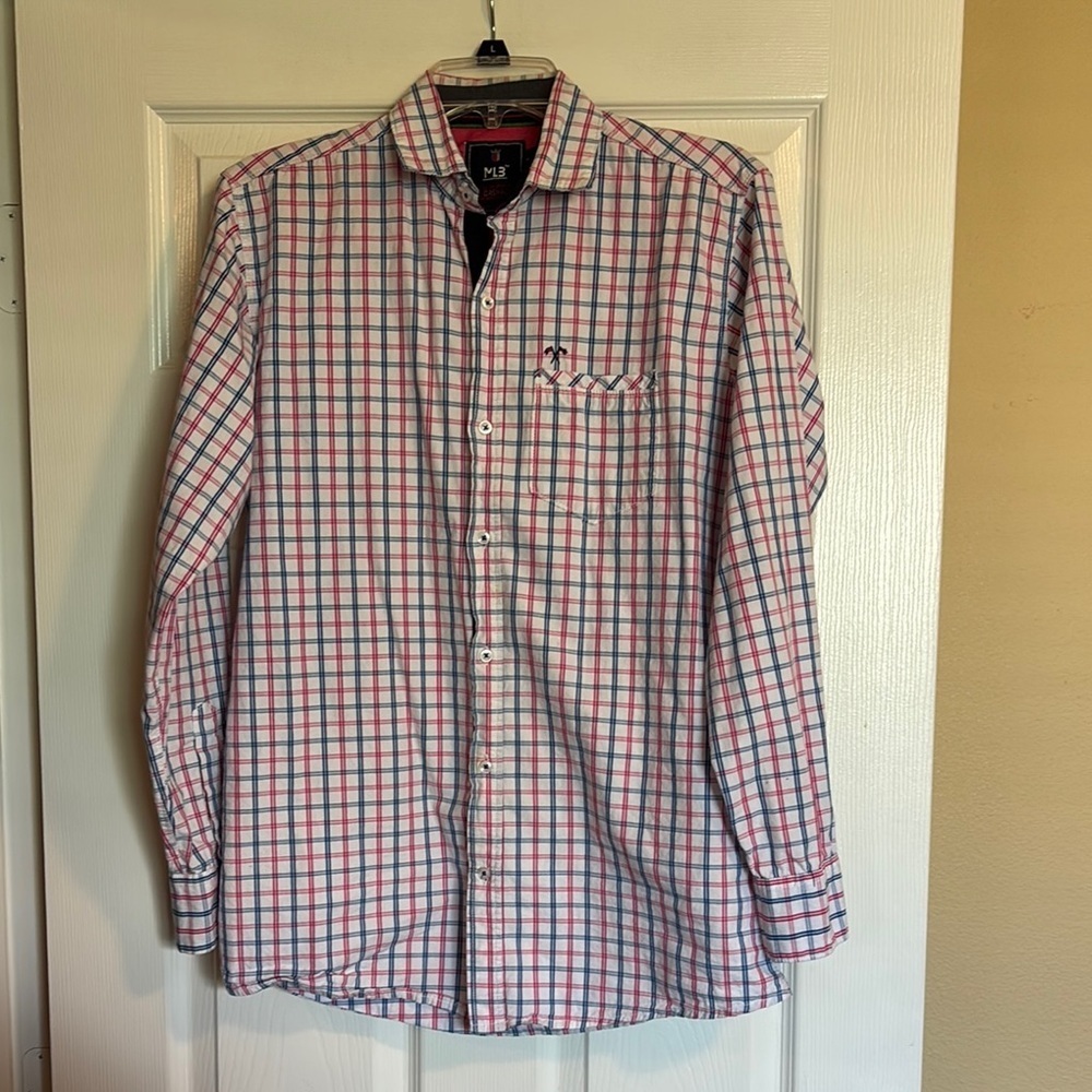 Mulberry men’s white and pink long sleeve button down shirt size large